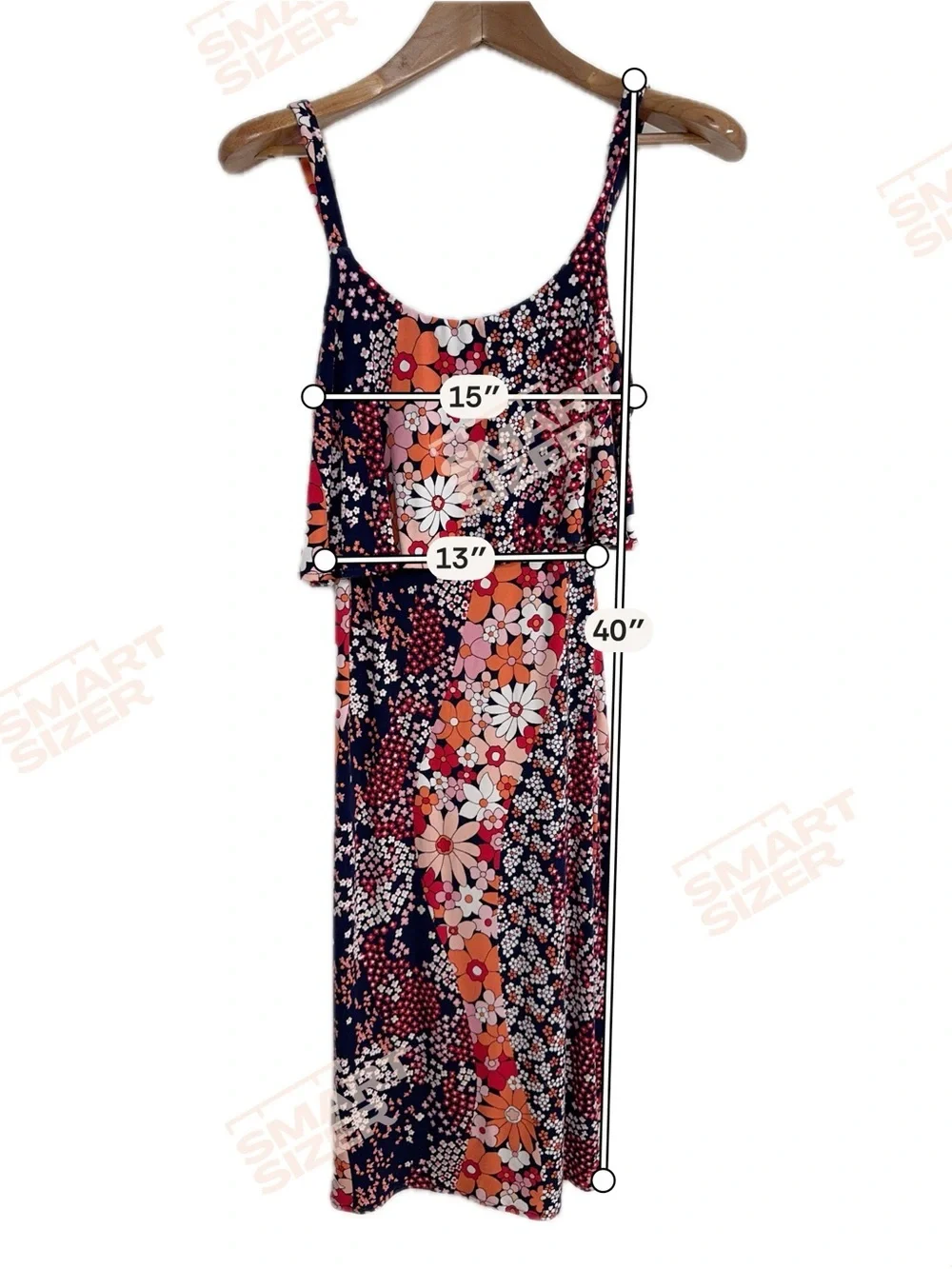 Michael Kors Floral Ruffle Midi Dress Sleeveless Stretch Navy Pink Womens Small
